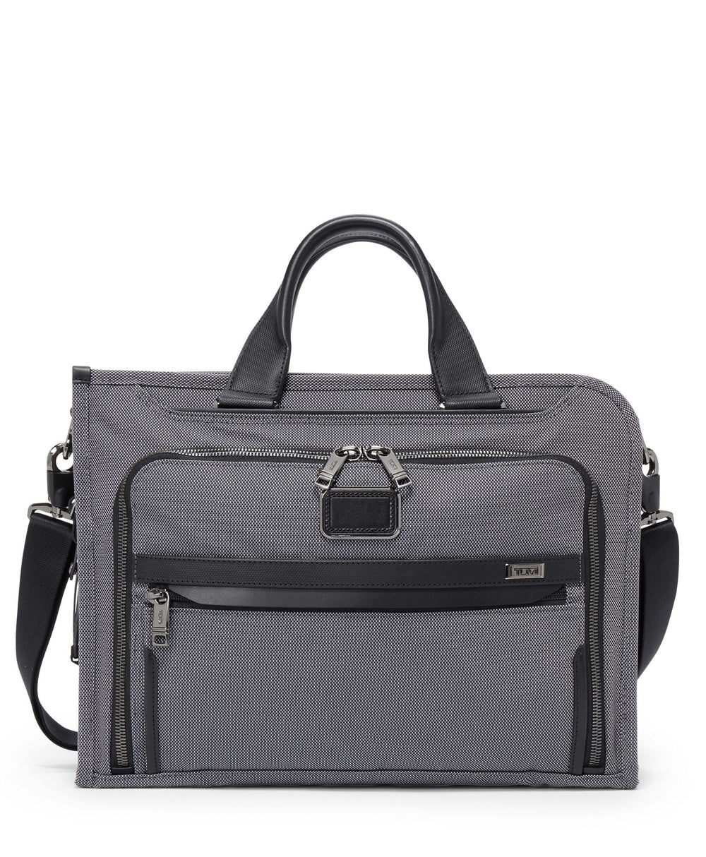 Tumi Slim Deluxe Portfolio Briefcase Business Shoulder Bag Gray