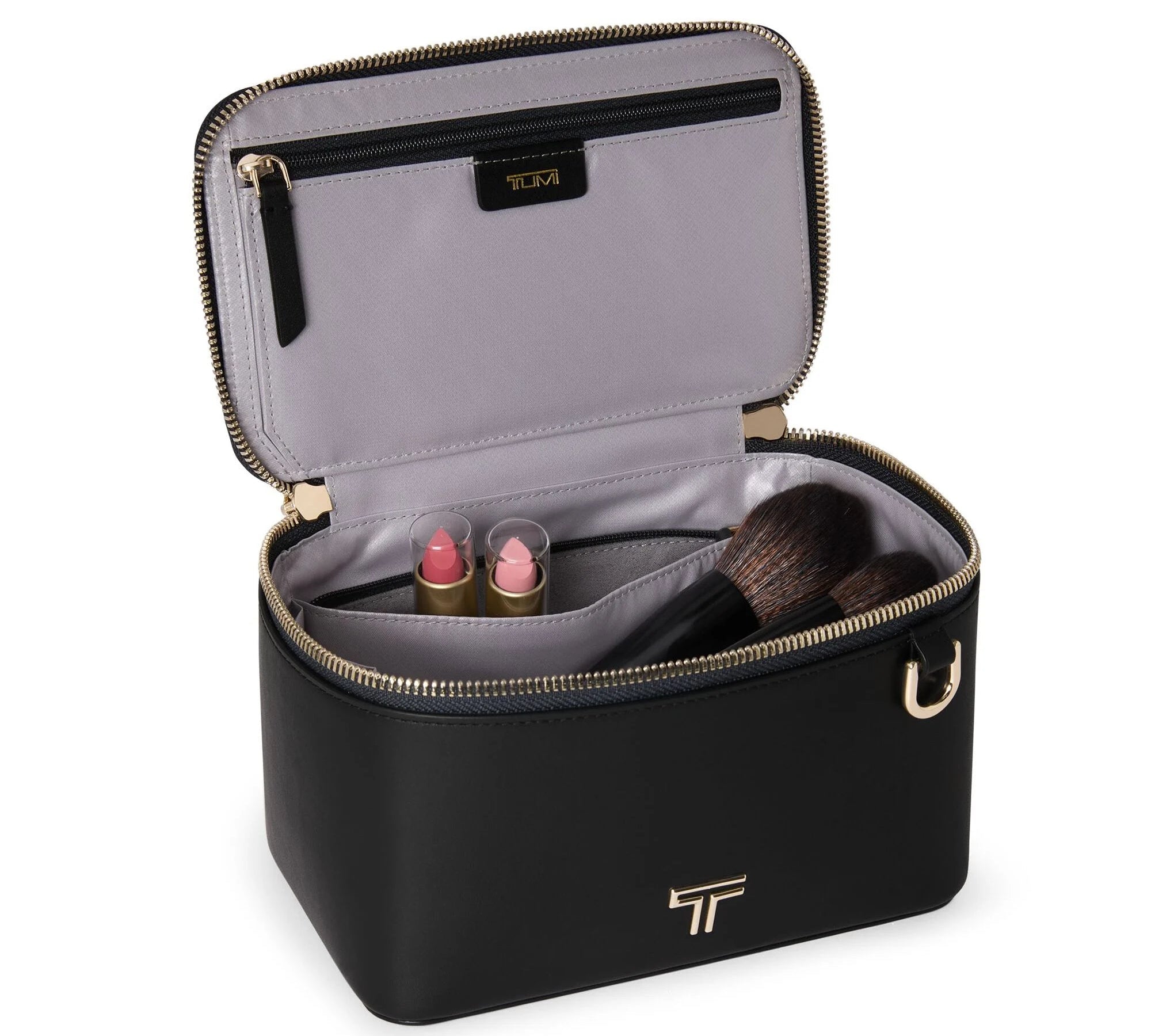 Tumi Voyageur Lex Train Case Crossbody Bag Black Gold