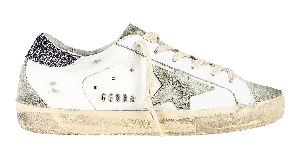 Golden Goose Super-Star White Dark Grey Glitter (W)