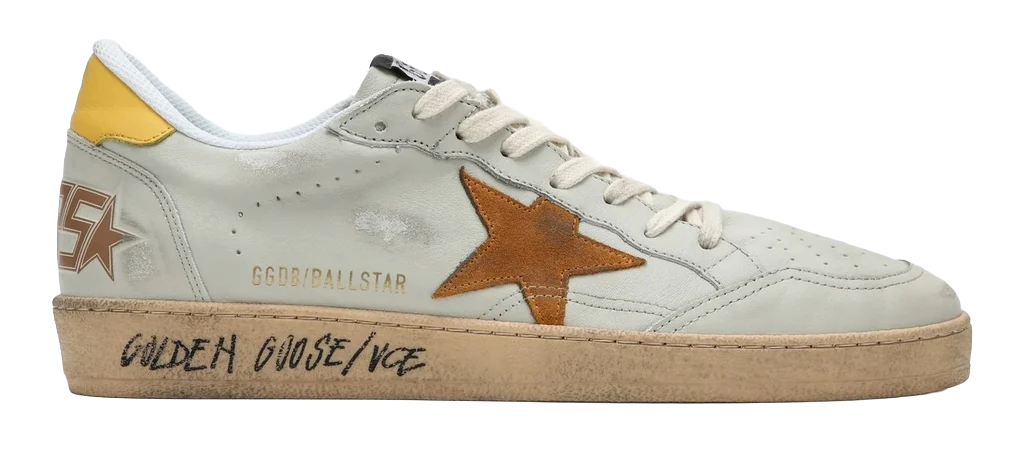 Golden Goose Ballstar Ivory Brown Yellow