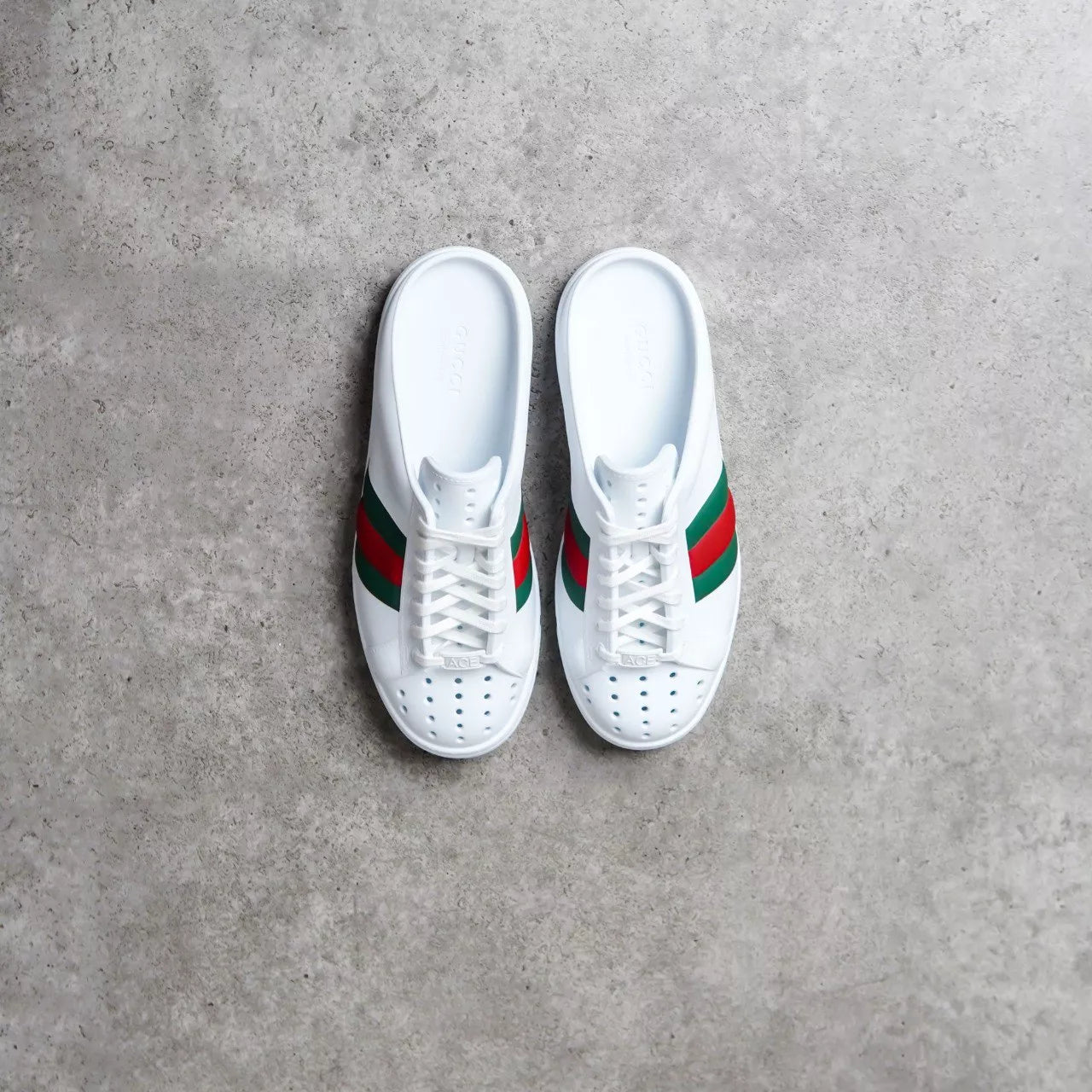 Gucci Ace Stripe Red Green White Rubber Mule