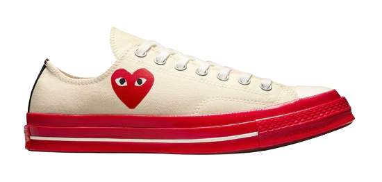 Converse Chuck Taylor All-Star 70 Ox Comme des Garcons PLAY Egret Red Midsole