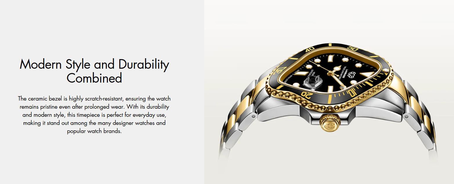 Laarvee Silver & Golden Precision Steel Black Bezel & Black Dial
