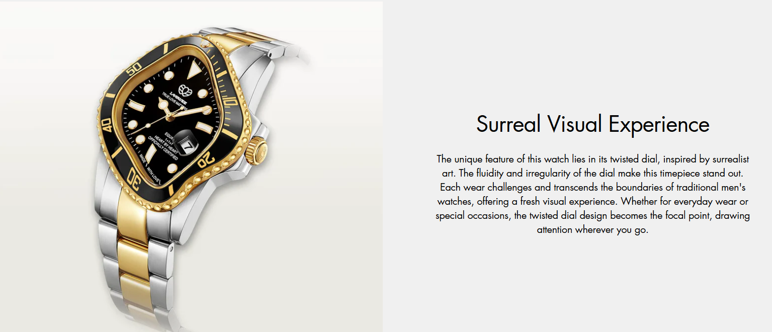 Laarvee Silver & Golden Precision Steel Black Bezel & Black Dial