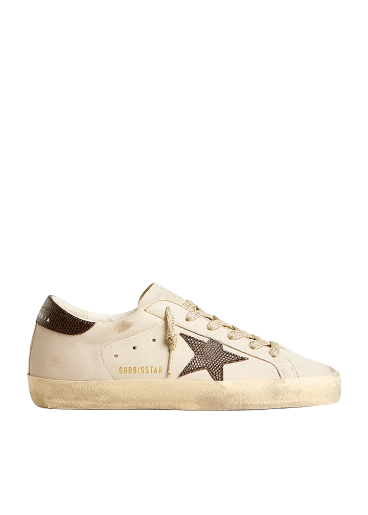 Golden Goose Super-Star Lizard Printed Star And Heel Grey Morn Black Plum