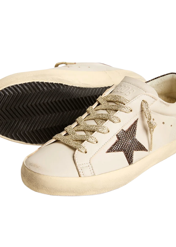 Golden Goose Super-Star Lizard Printed Star And Heel Grey Morn Black Plum