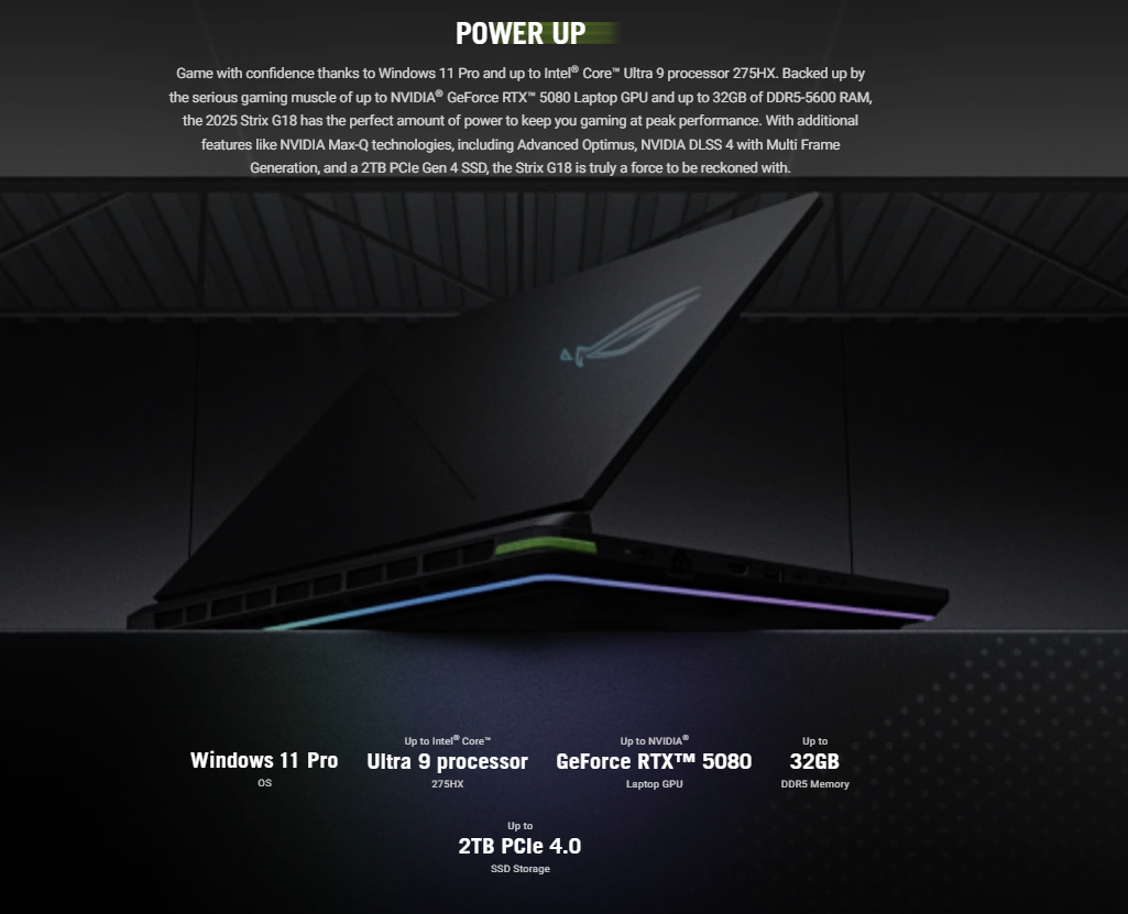 Asus ROG Strix G18 G815LR-S9180WSM Laptop (Volt Green)