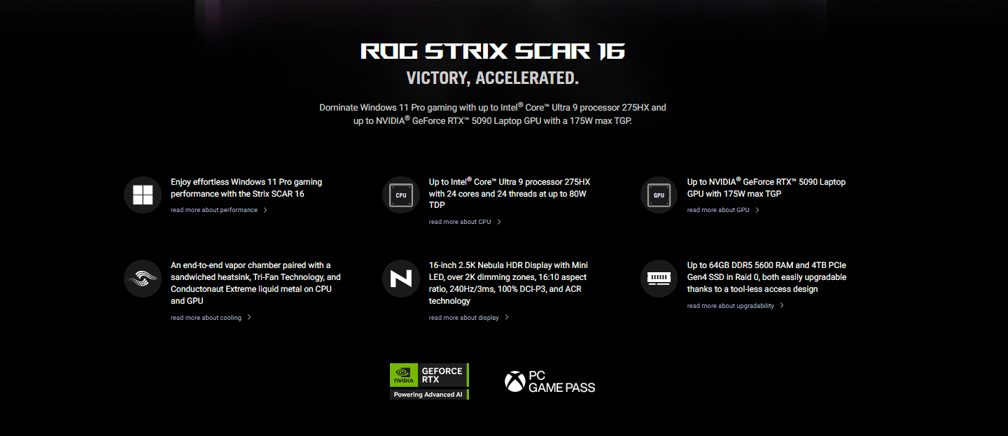 Asus ROG Strix Scar 16 G635LW-RW118WSM Gaming Laptop