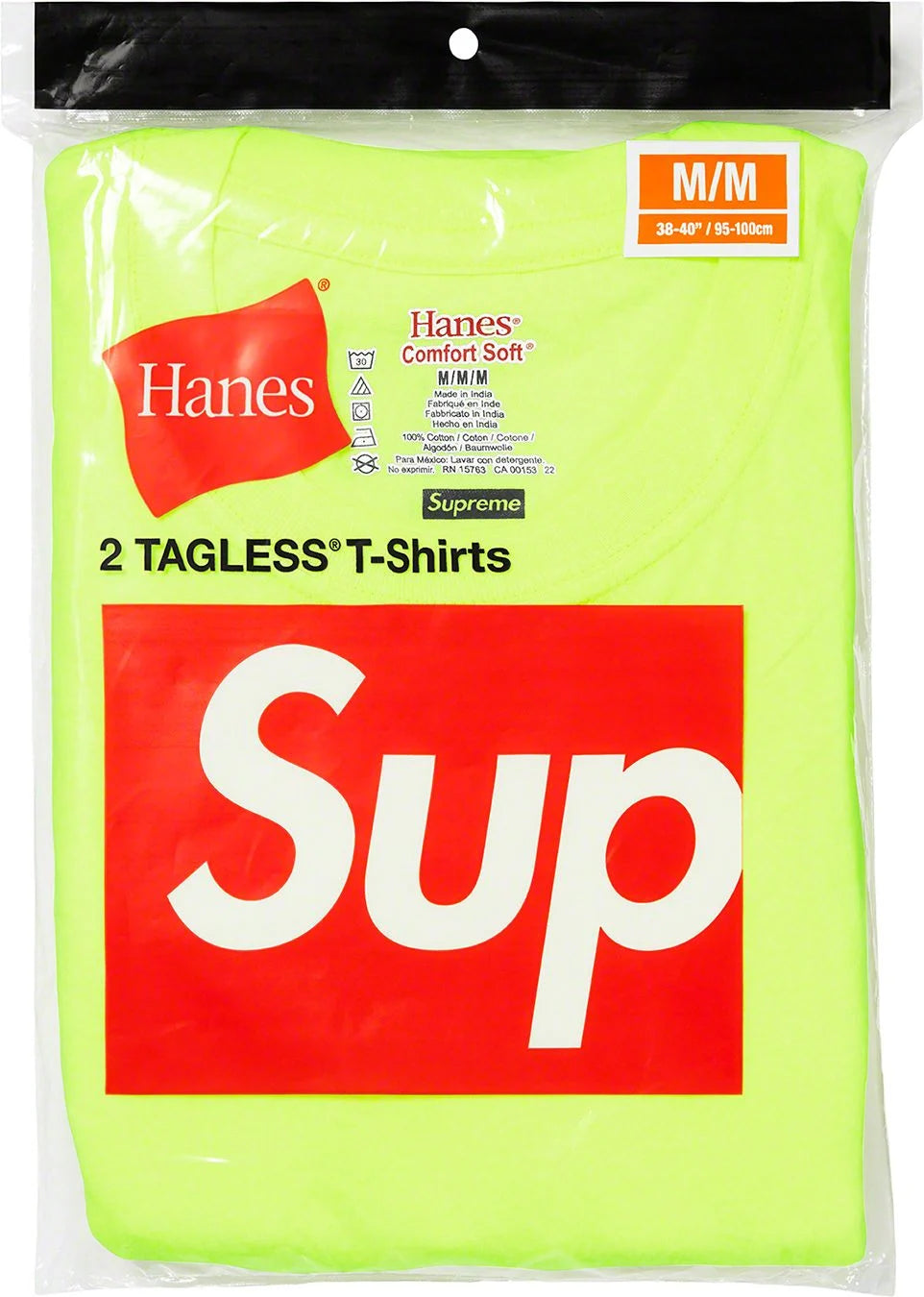 Supreme Hanes Tagless Tees (2 Pack) Flourescent Yellow