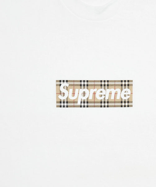 Supreme Burberry Box Logo Tee White Gotgoods