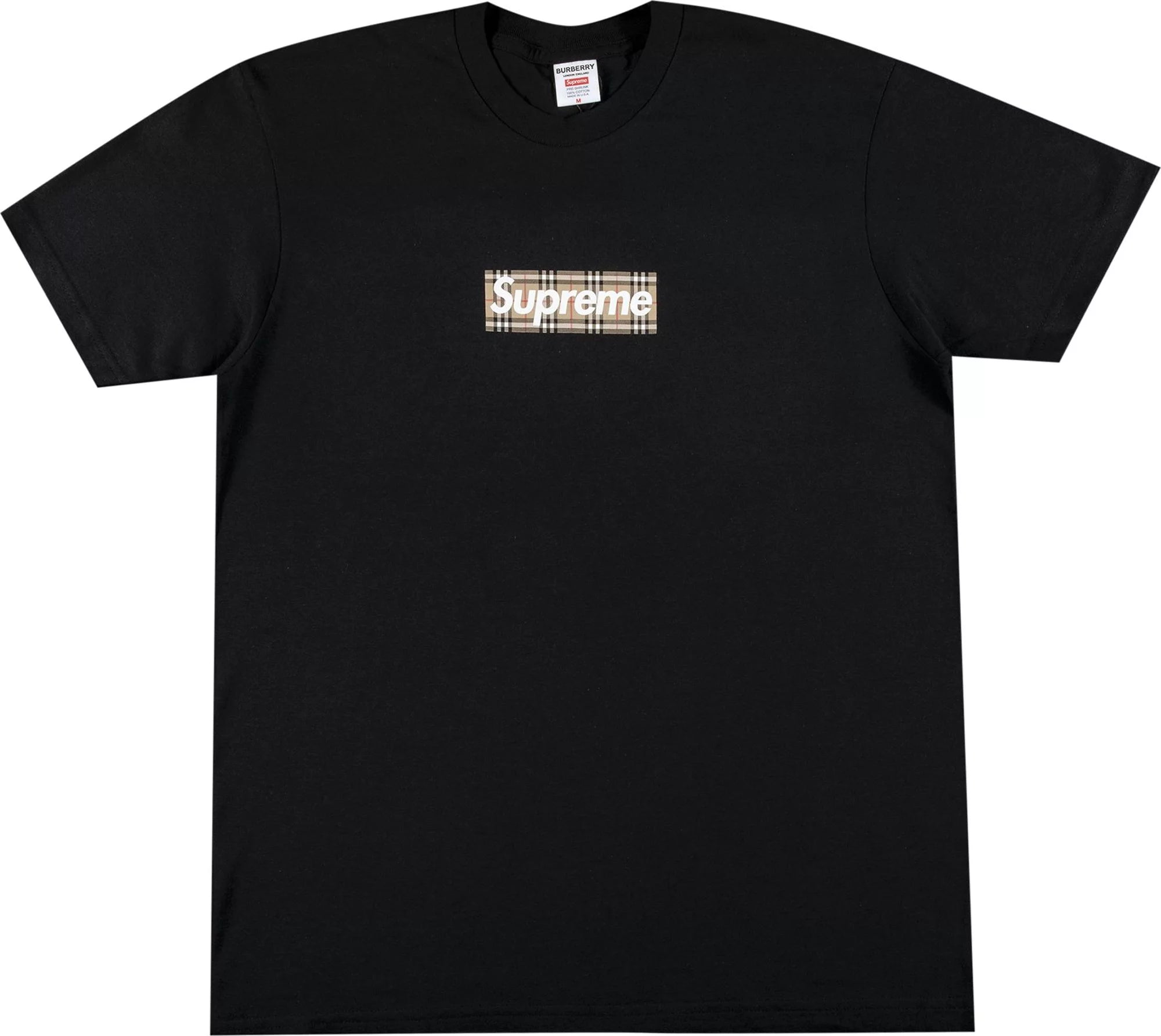 Supreme Burberry Box Logo Tee Black Gotgoods