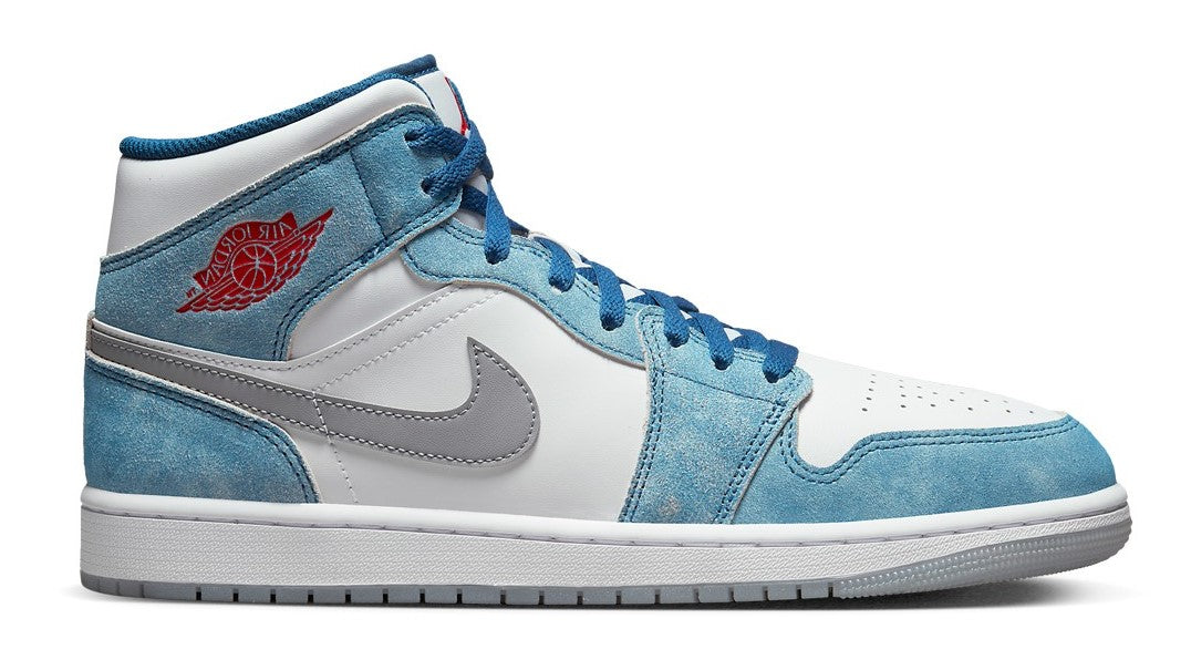 Jordan 1 Mid French Blue Fire Red