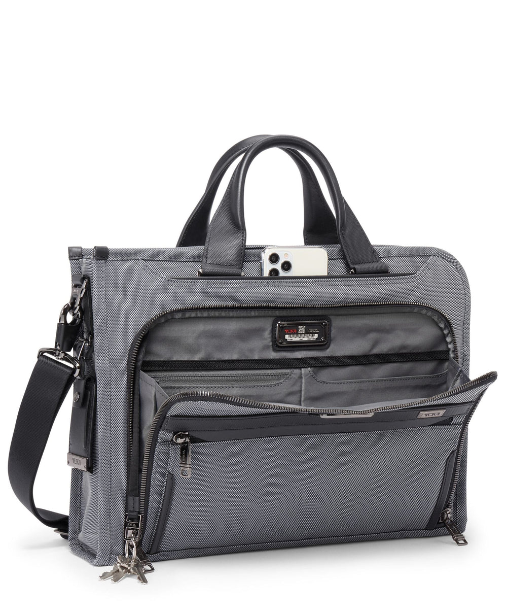 Tumi Slim Deluxe Portfolio Briefcase Business Shoulder Bag Gray
