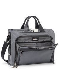 Tumi Slim Deluxe Portfolio Briefcase Business Shoulder Bag Gray