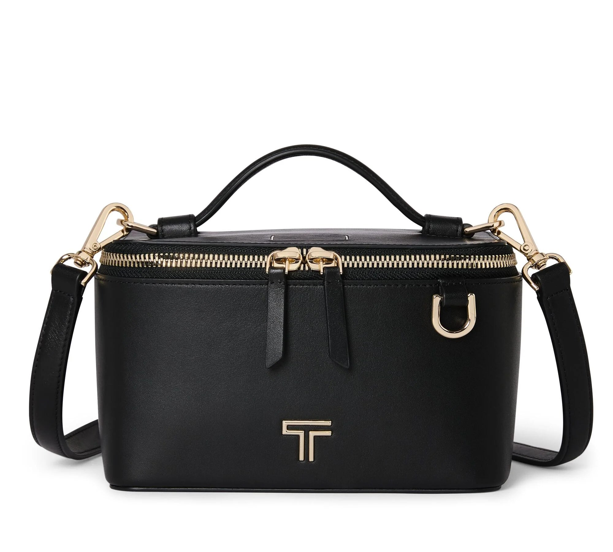 Tumi Voyageur Lex Train Case Crossbody Bag Black Gold