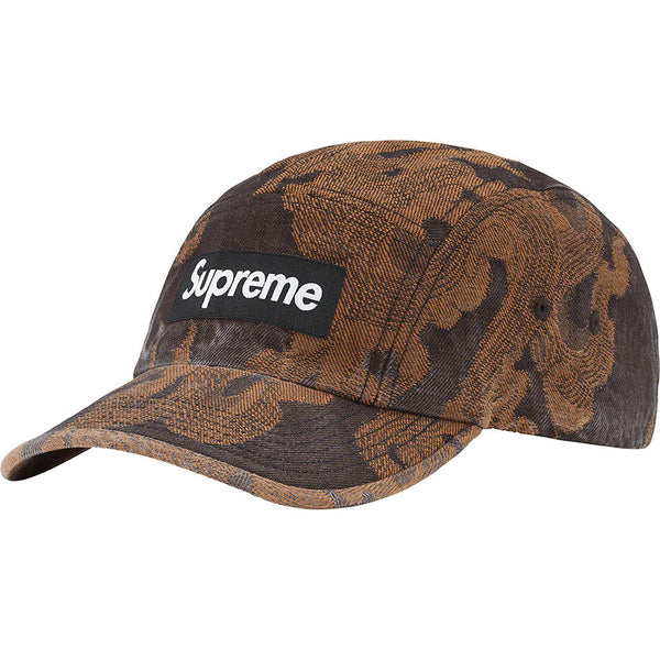 Supreme Flames Jacquard Denim Camp Cap Washed Black