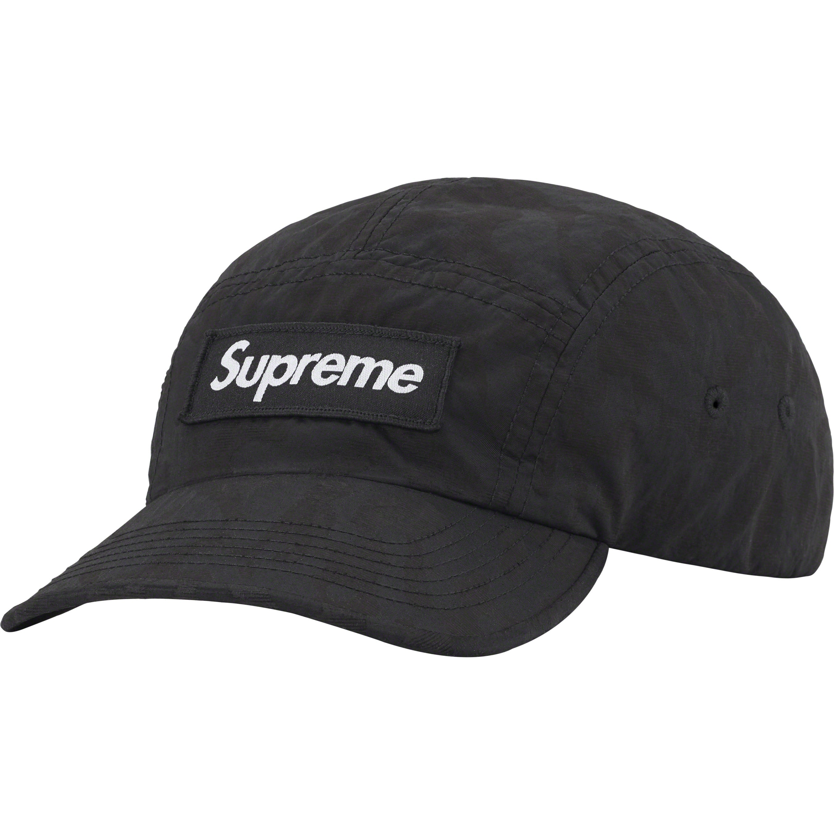 Supreme Overdyed Camo Nylon Camp Cap Black