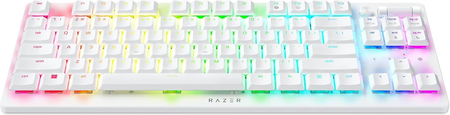 Razer DeathStalker V2 Pro Tenkeyless - Wireless Low Profile Optical Gaming Keyboard (Linear Red Switch) - White Edition