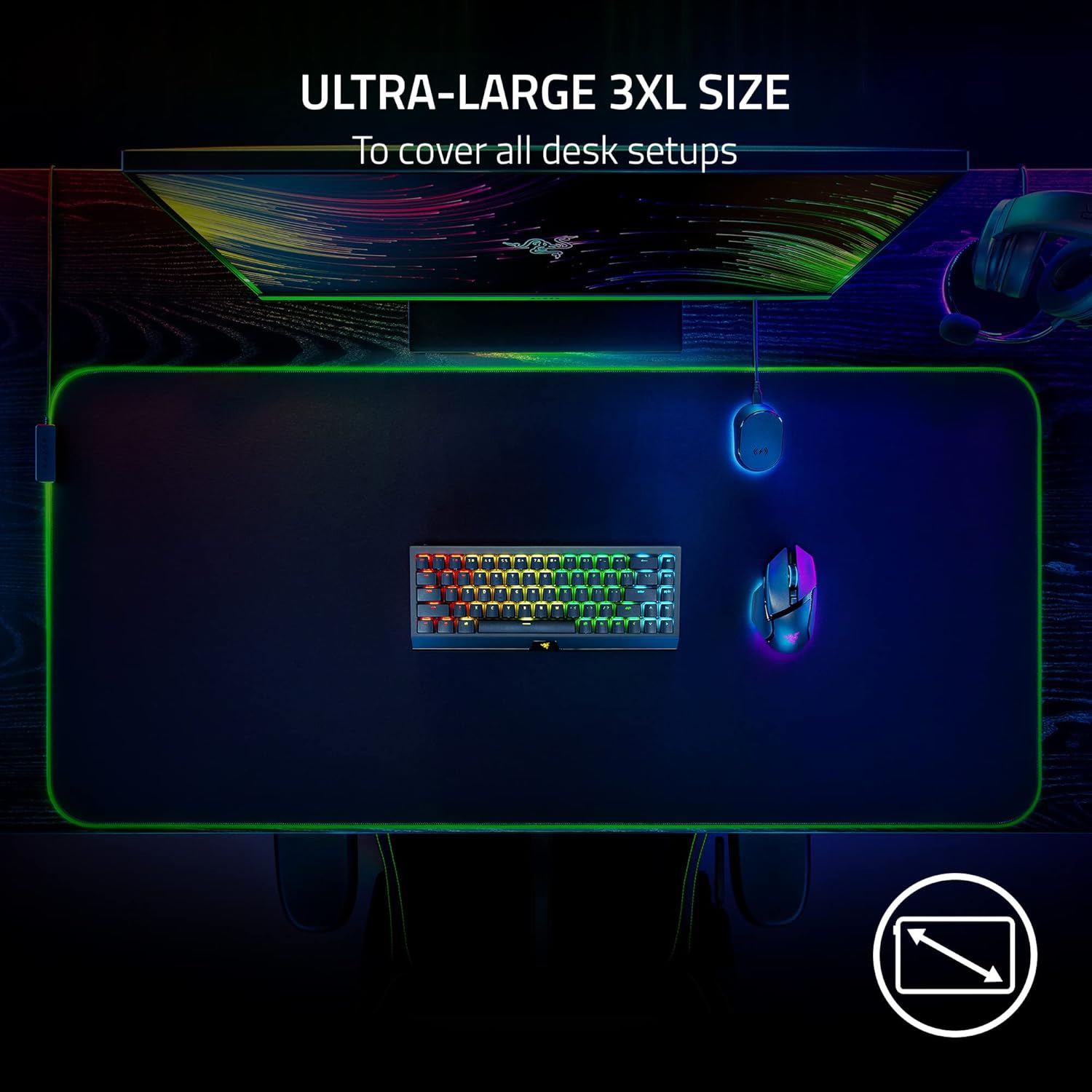 Razer Goliathus Chroma 3XL Gaming Mouse Pad: Micro-Textured Cloth Surface