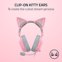 Razer Kitty Ears V2 Gaming Headset Accessory Clip-On Kitty Ears (Quartz Pink)
