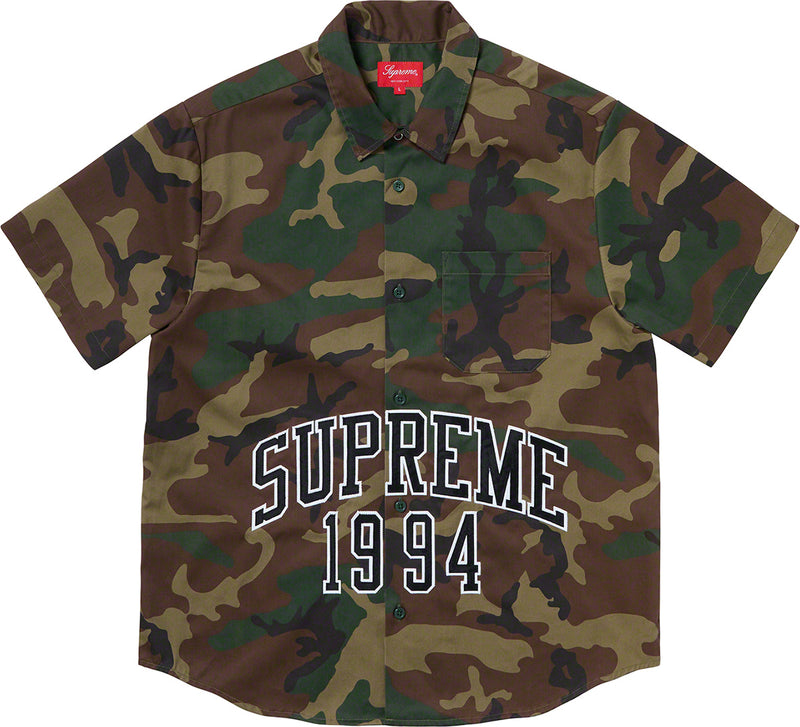 Supreme Arc Logo S/S Work Shirt Woodland Camo