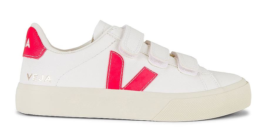 Veja Recife Logo Chromefree Leather Extra White Rose Fluo