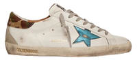 Golden Goose Super-Star petrol-blue metallic leather star and camouflage ripstop fabric heel tab