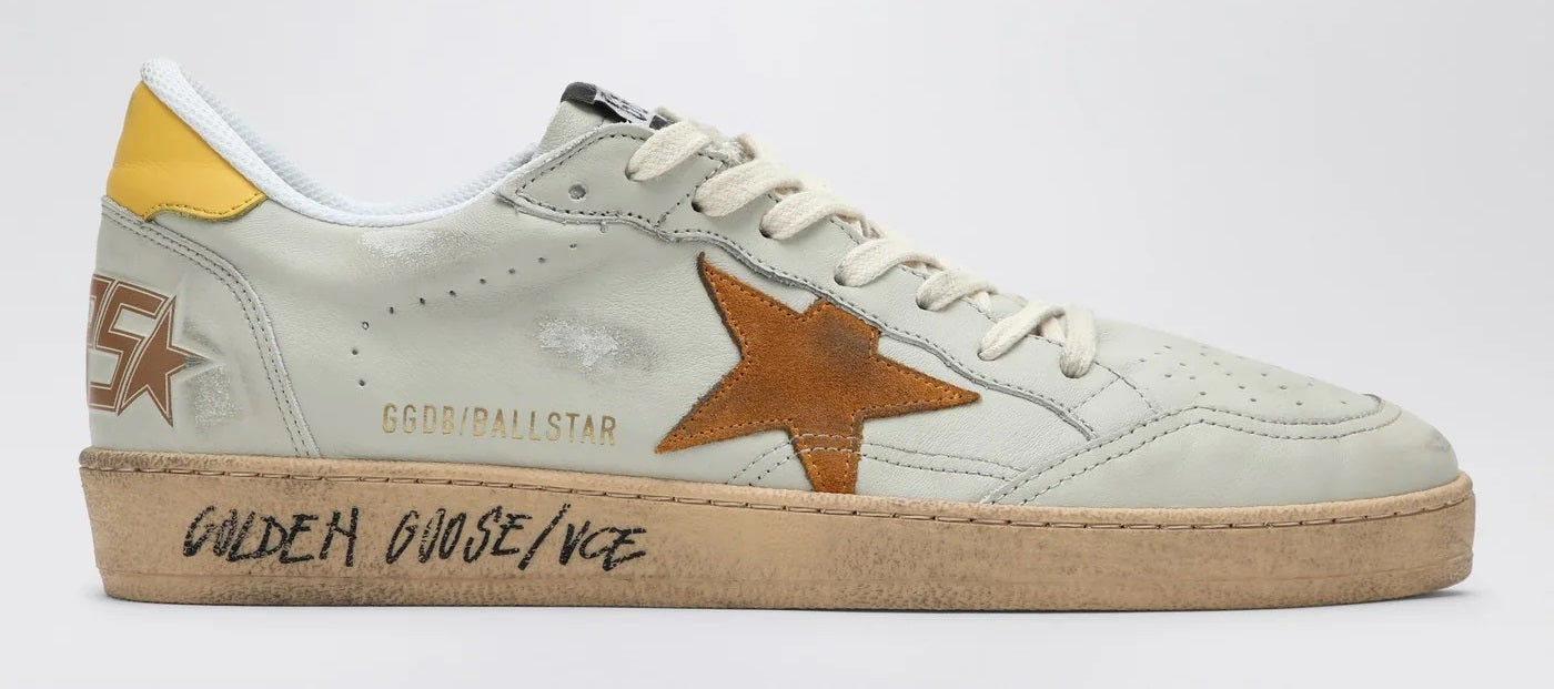 Golden Goose Ballstar Ivory Brown Yellow