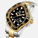 Laarvee Silver & Golden Precision Steel Black Bezel & Black Dial