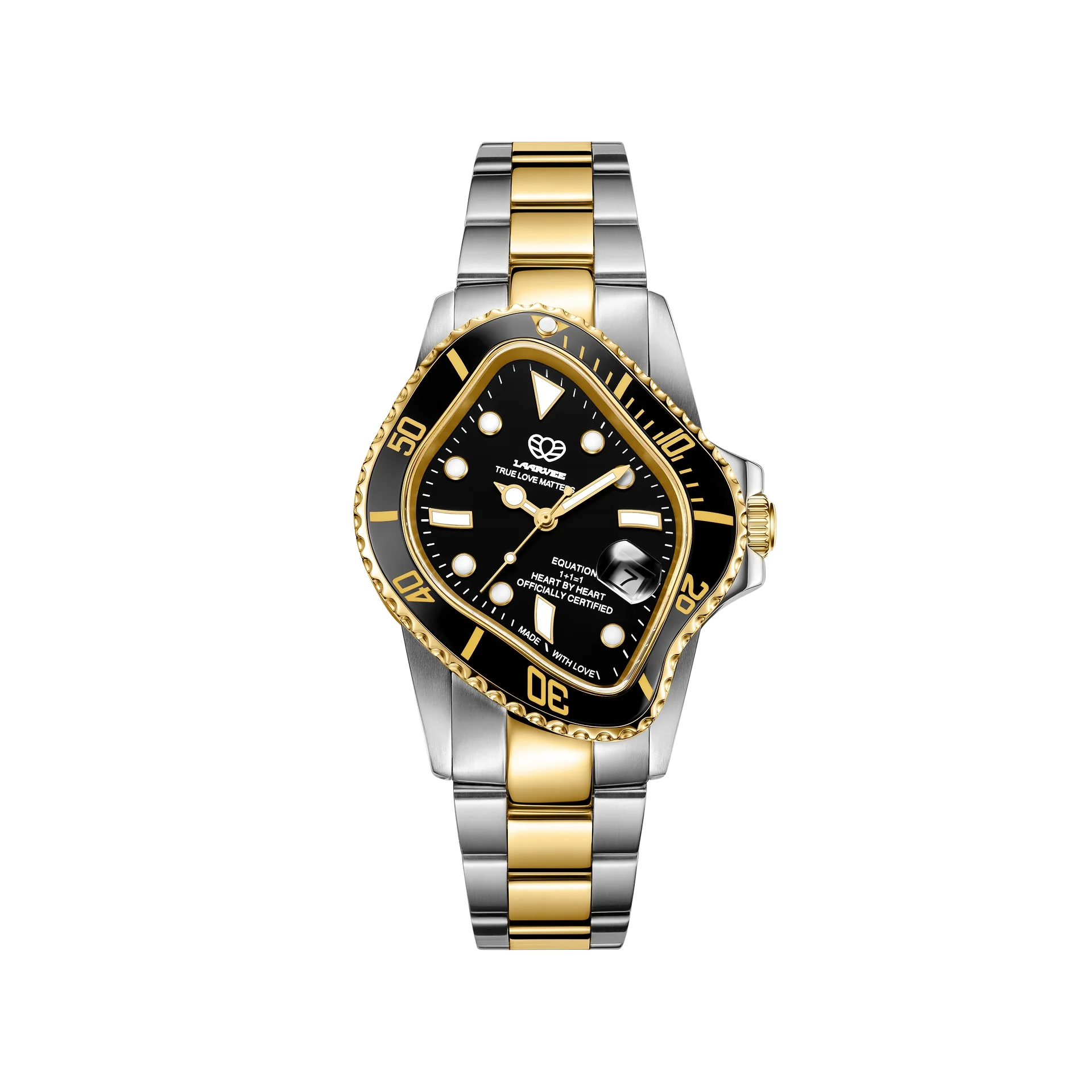 Laarvee Silver & Golden Precision Steel Black Bezel & Black Dial