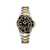 Laarvee Silver & Golden Precision Steel Black Bezel & Black Dial