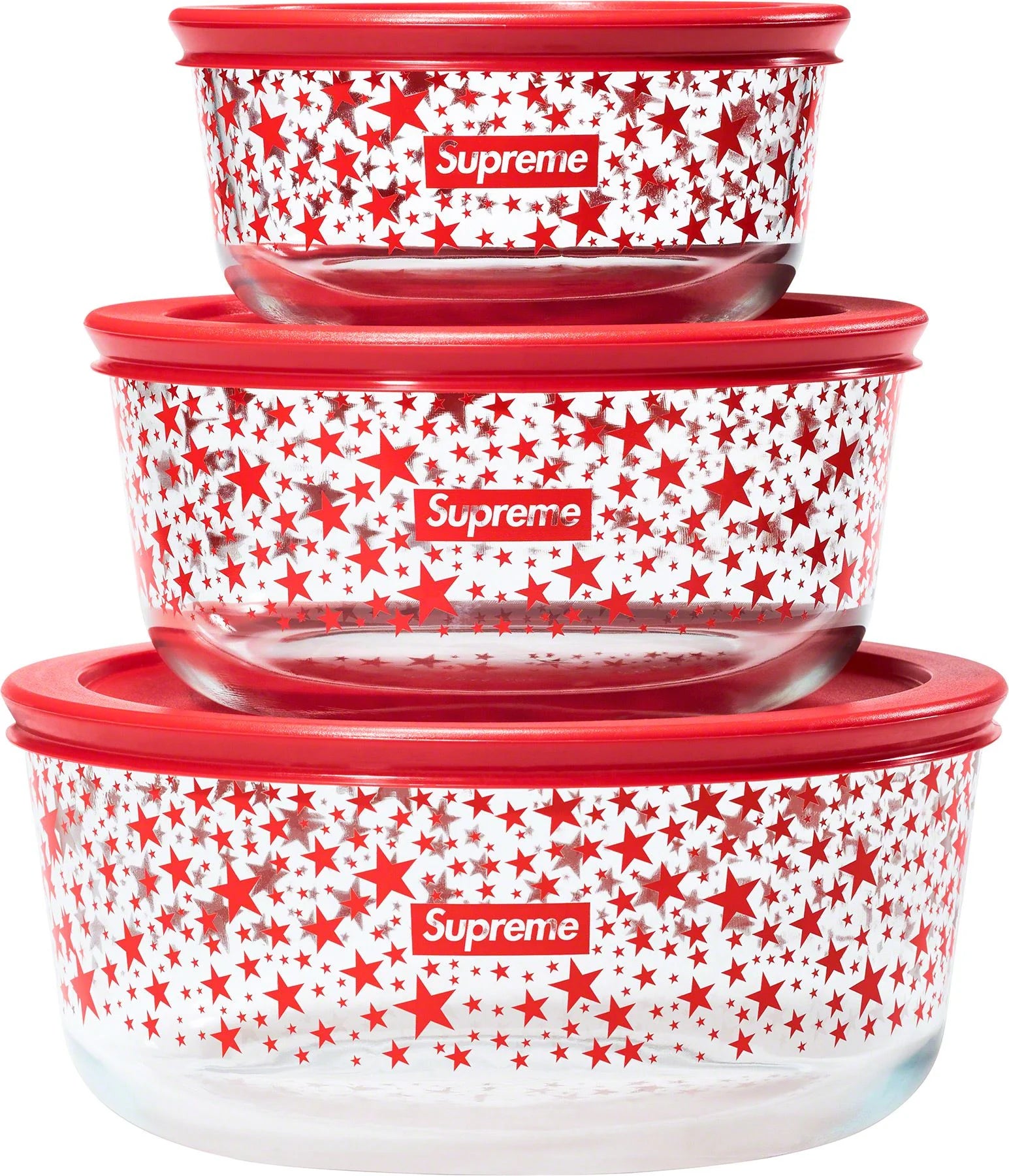 Supreme Pyrex Bowls (Set of 3) Red