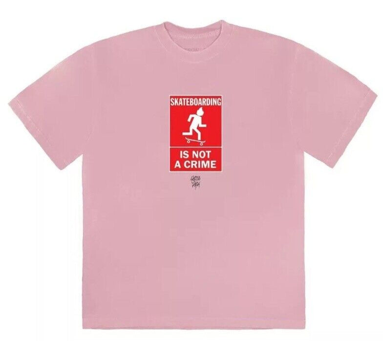 Travis Scott Cactus Jack Skateboarding Is Not A Crime T-Shirt Pink