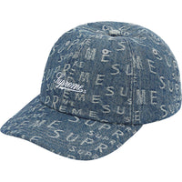 Supreme Warp Jacquard Logos Denim 6-Panel Blue