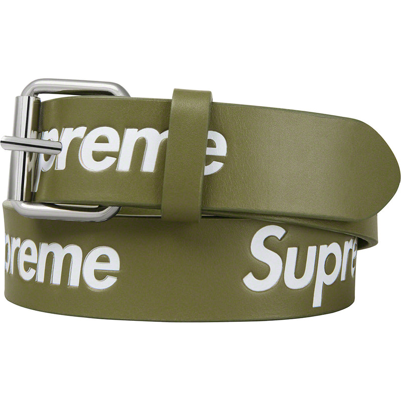 Supreme Repeat Leather Belt Olive