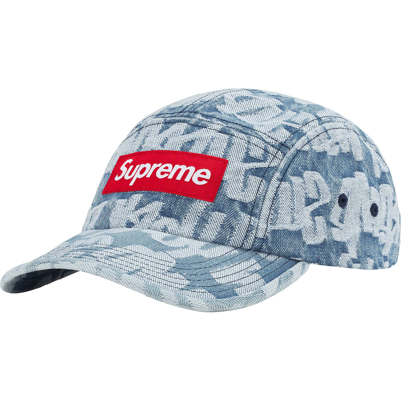 Supreme Fat Tip Jacquard Denim Camp Cap Blue