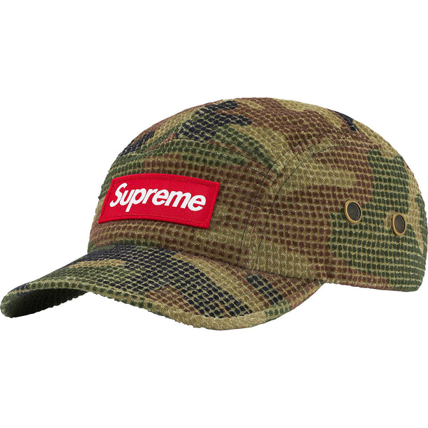 Supreme Camo Grid Velvet Camp Cap Woodland Camo