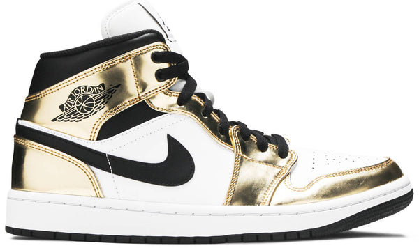 Jordan 1 Mid Metallic Gold Black White