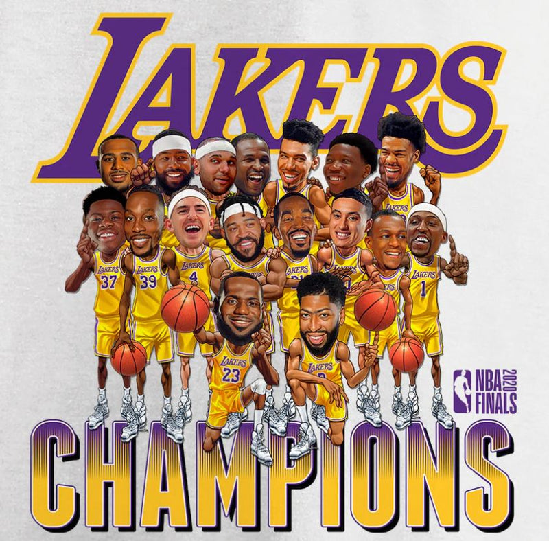 Fanatics Men's Purple Los Angeles Lakers 2020 NBA Finals Champions Ready To  Play Roster Big and Tall T-shirt