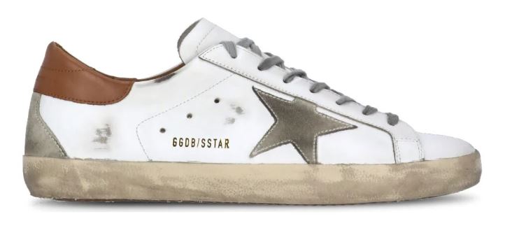 Golden Goose Super-Star White Vacchetta Tan Grey Suede Patch