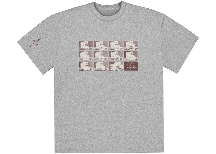Travis Scott x McDonald's Menu Mono Logo T-Shirt Grey