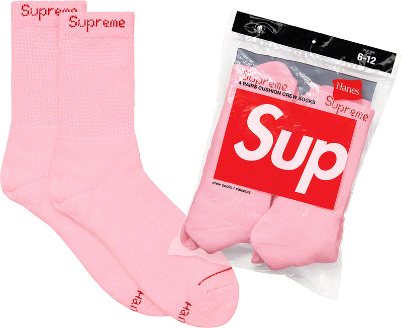 Supreme Hanes Crew Socks Pink