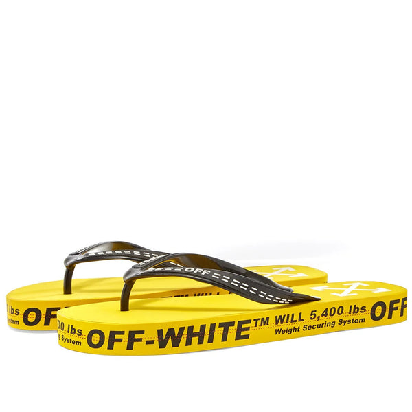 Off-White Logo Typographic Flip Flop Yellow